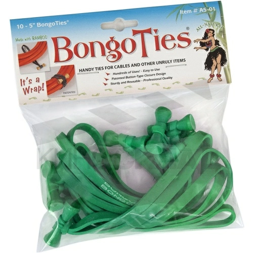Многоразовые кабельные стяжки резиновые BongoTies зеленые (10 шт) фото 2