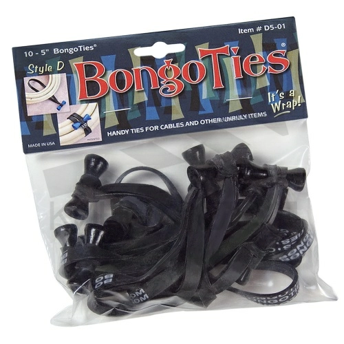 Многоразовые кабельные стяжки резиновые BongoTies черные (10 шт)