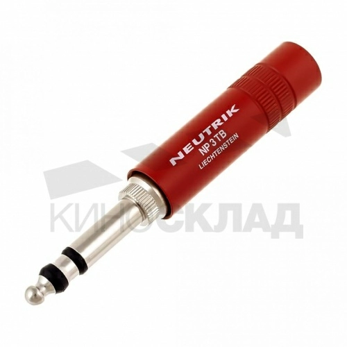 Разъем джек Neutrik NP3TB-R 6,3 мм стерео кабельный красный (папа)