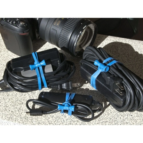 Многоразовые кабельные стяжки резиновые BongoTies синие (10 шт) фото 2